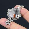 Birthday Gift For Her Natural Rainbow Jasper Gemstone Pendant Flower 925 Silver
