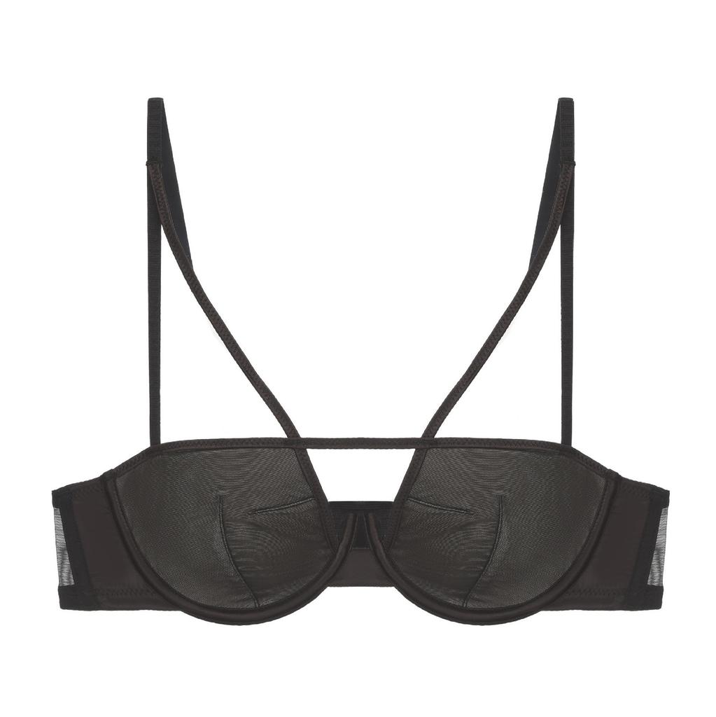 French Smooth Cross Back Push-Up Lingerie Bra - Underwire, Anti-Sagging, Thin Cotton Cup