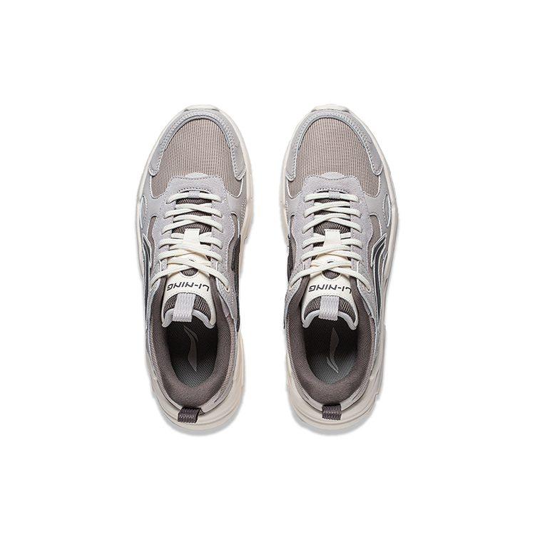 Li Ning Firefly Textile, Synthetic Leather Slip Resistant And Breathable Low Top Casual Shoes Men's Gray AGCT387-2