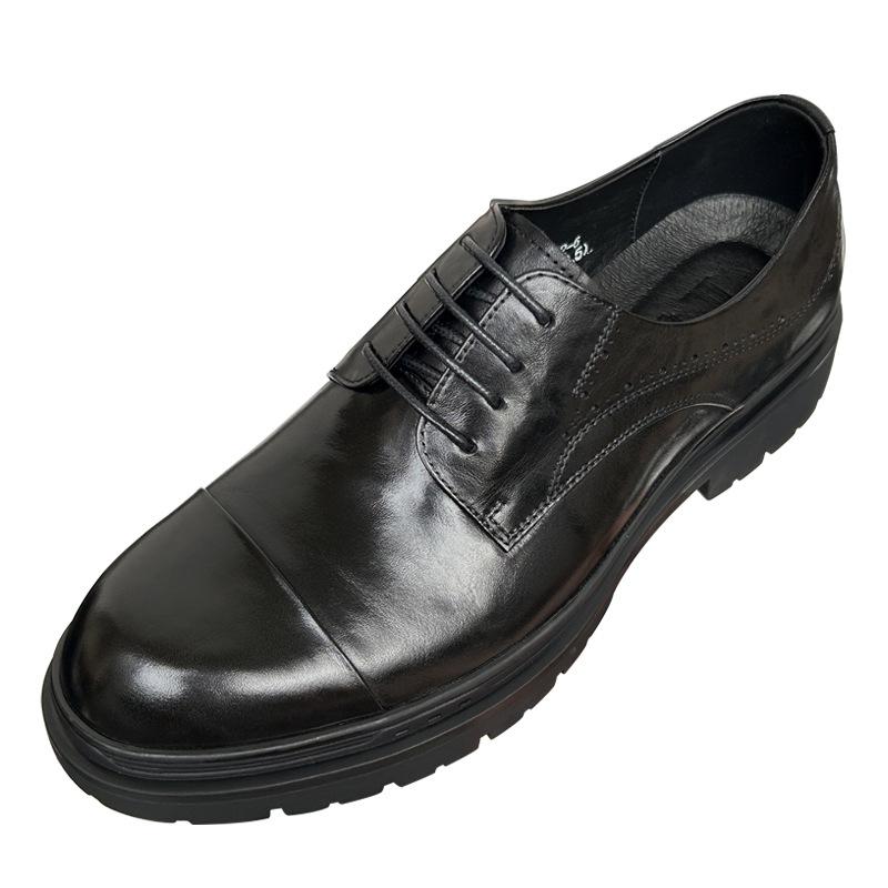 Height-Increasing Three-Joint Leather Shoes Men'S Business Dress Leather Breathable Suit Work Shoes Groom Wedding Shoes Men'S Leather Shoes