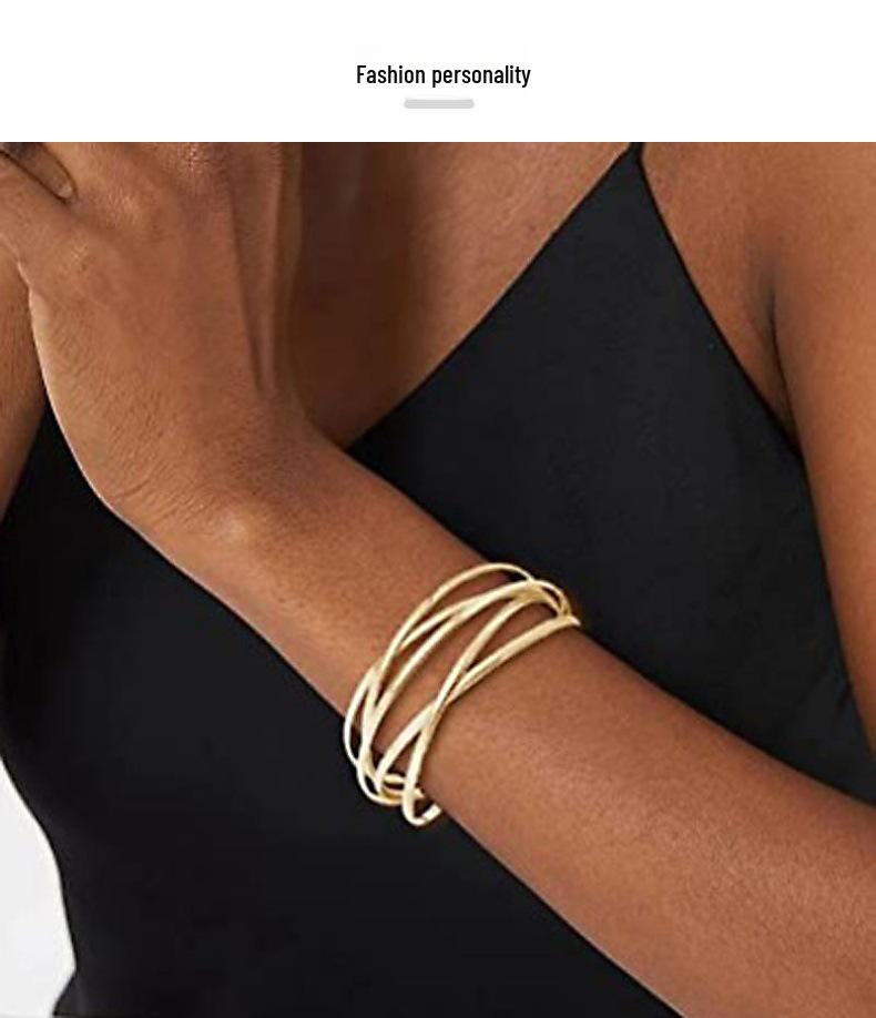 Multi-color Retro Hollow Metal Open Bracelet - European & American Style