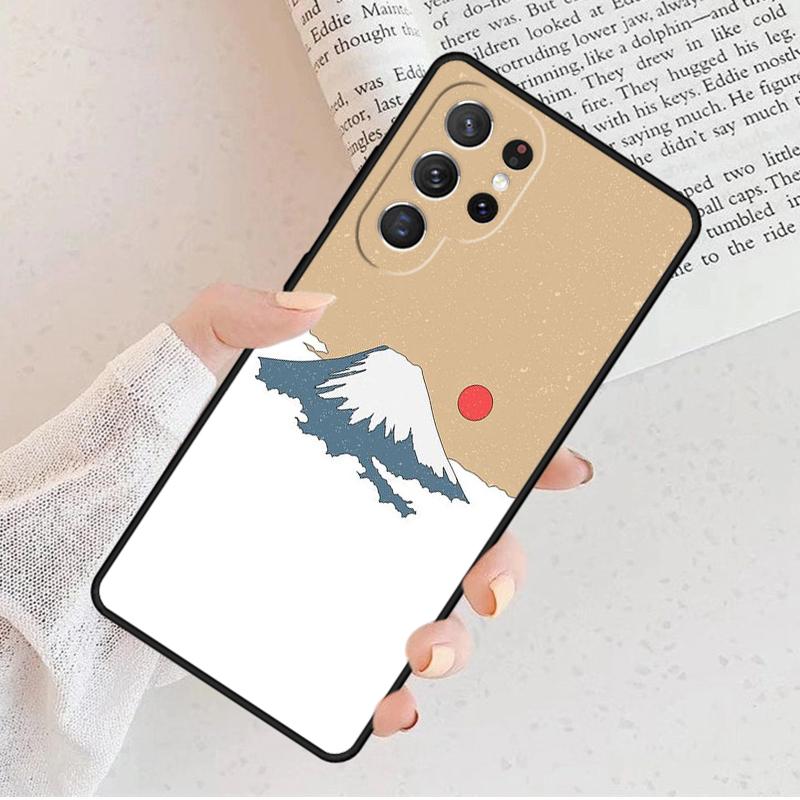 Abstract Cat Mount Fuji Japan Landscape Case For Samsung Galaxy S25 S23 S30 S8 S21 S20 FE S24 S22 Note 10 20 Plus Lite Ultra