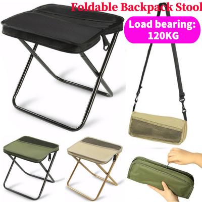 Outdoor Folding Pencil Case Stool with Mesh Bag Pocket Stool Portable Fishing Stool Camping Travel Picnic Leisure Handbag Chairs