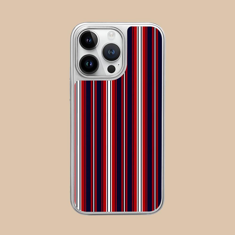 Red Blue Stripe Mobile Phone Case for iPhone 17 16 15 14 13 12 11 Air Pro Max Plus Silver Plating Colorful Cover Luxury Pretty