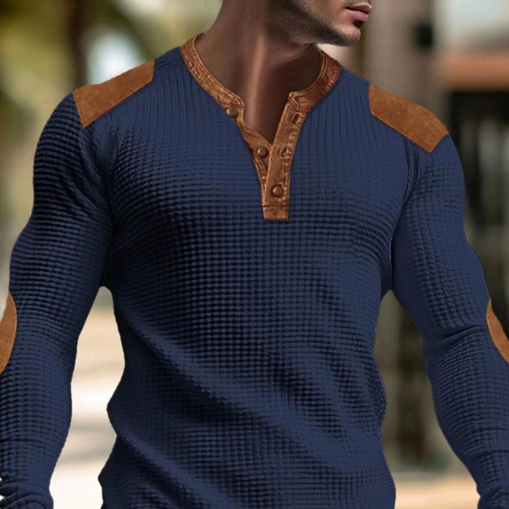 3D atmungsaktiver Herren-Freizeitpullover Herbst V-Ausschnitt Top beliebte Schnalle