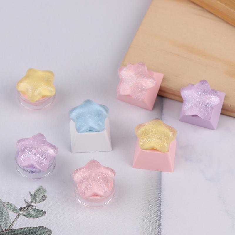 4Pcs Cute Star Keycaps Sweet Translucent Girl Personalized Gift Key Cap For Mechanical Keyboard Accessories