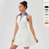 Vestito da Tennis da Donna con Colletto Asciugatura Rapida Traspirante Vestibilità Aderente e Svasata Tuta Sportiva Palestra Corsa Danza