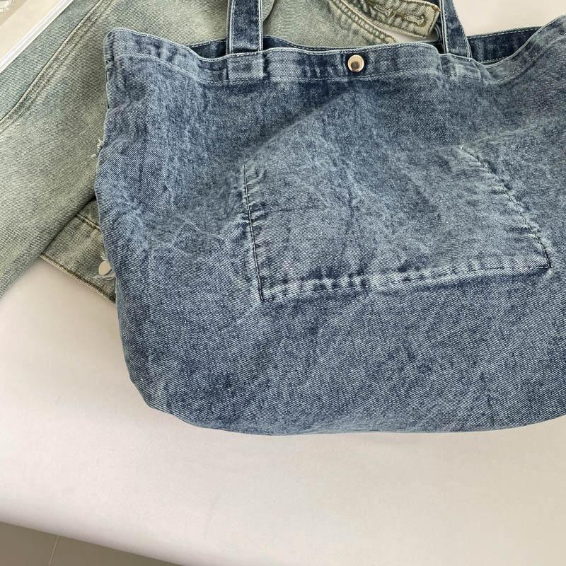 Large Capacity Denim Bag Women's Shoulder Bag Letters Tote Bag