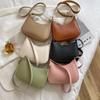 Fashion Casual Solid Color Shoulder Bag For Women High Quality PU Leather Underarm Bag