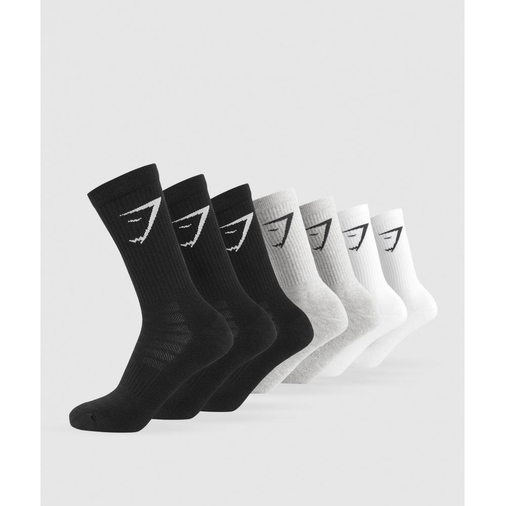 

Gymshark Носки Crew Socks 7pk Белый Светло-серый Основной Мел Черный I3A6U WB7Z S