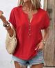 2025 Summer Women's V-Neck Button Short-Sleeved T-Shirt