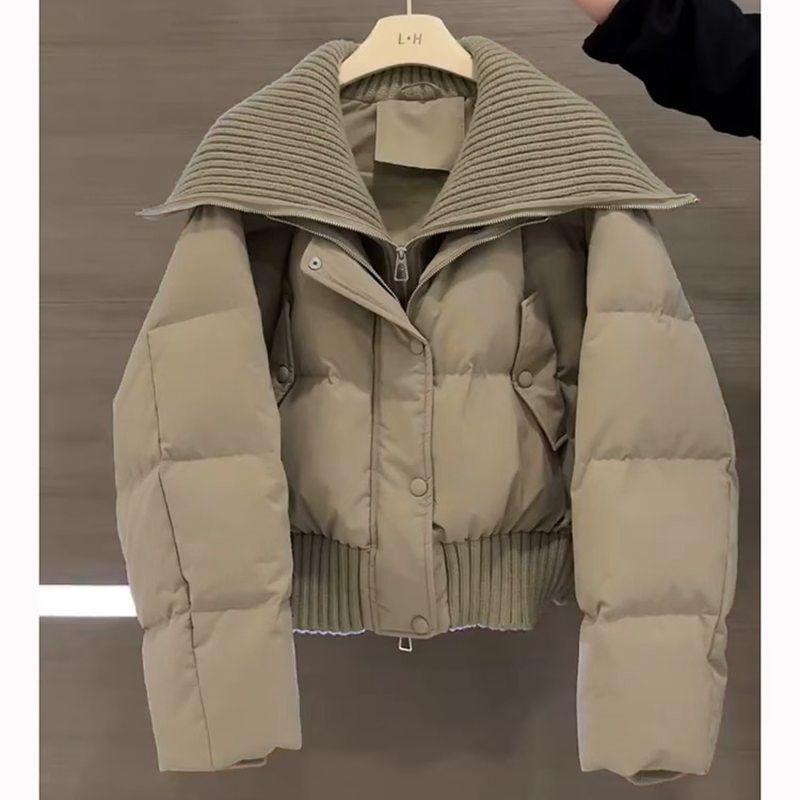 

2024 High-Waist Short Winter Coat for Women - Stylish Lapel, Warm Cotton Outerwear Extra Large