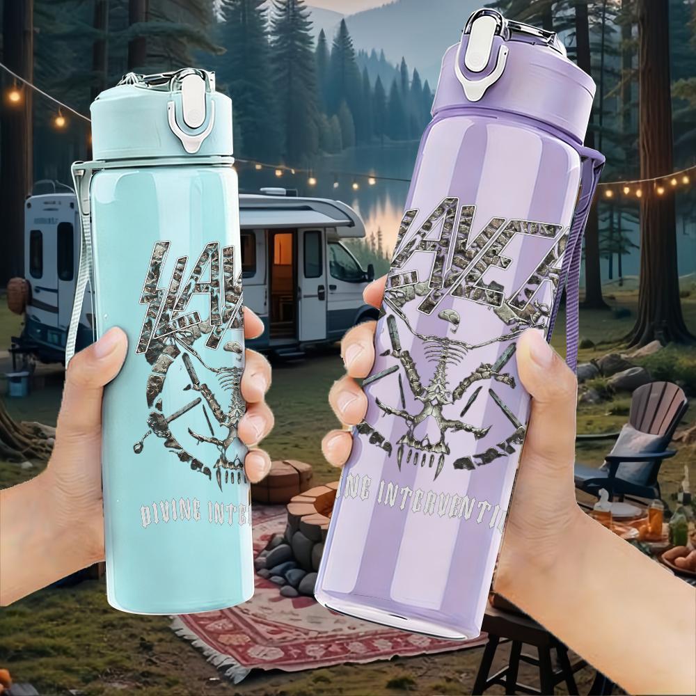 1PC Demon Horn Ornate Minimalist Print 750ml Portable Sports Water Bottle Leakproof Gym Outdoor Travel Drink Cup