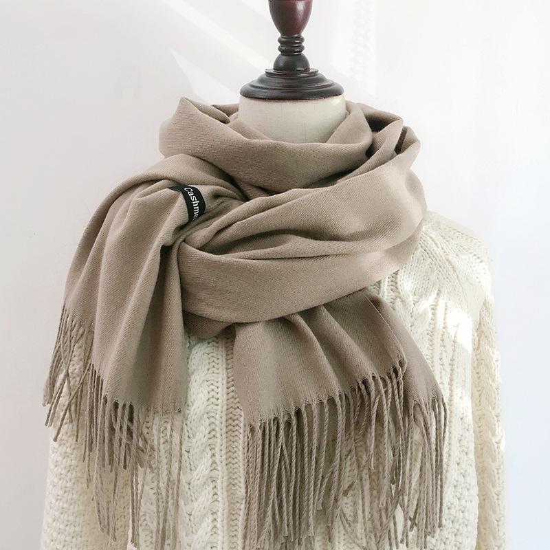 Solid Color Scarf for Women in Winter Korean Style Versatile Student Autumn and Winter Thickened Long Imitation Cashmere Red Men's Scarf Trendy