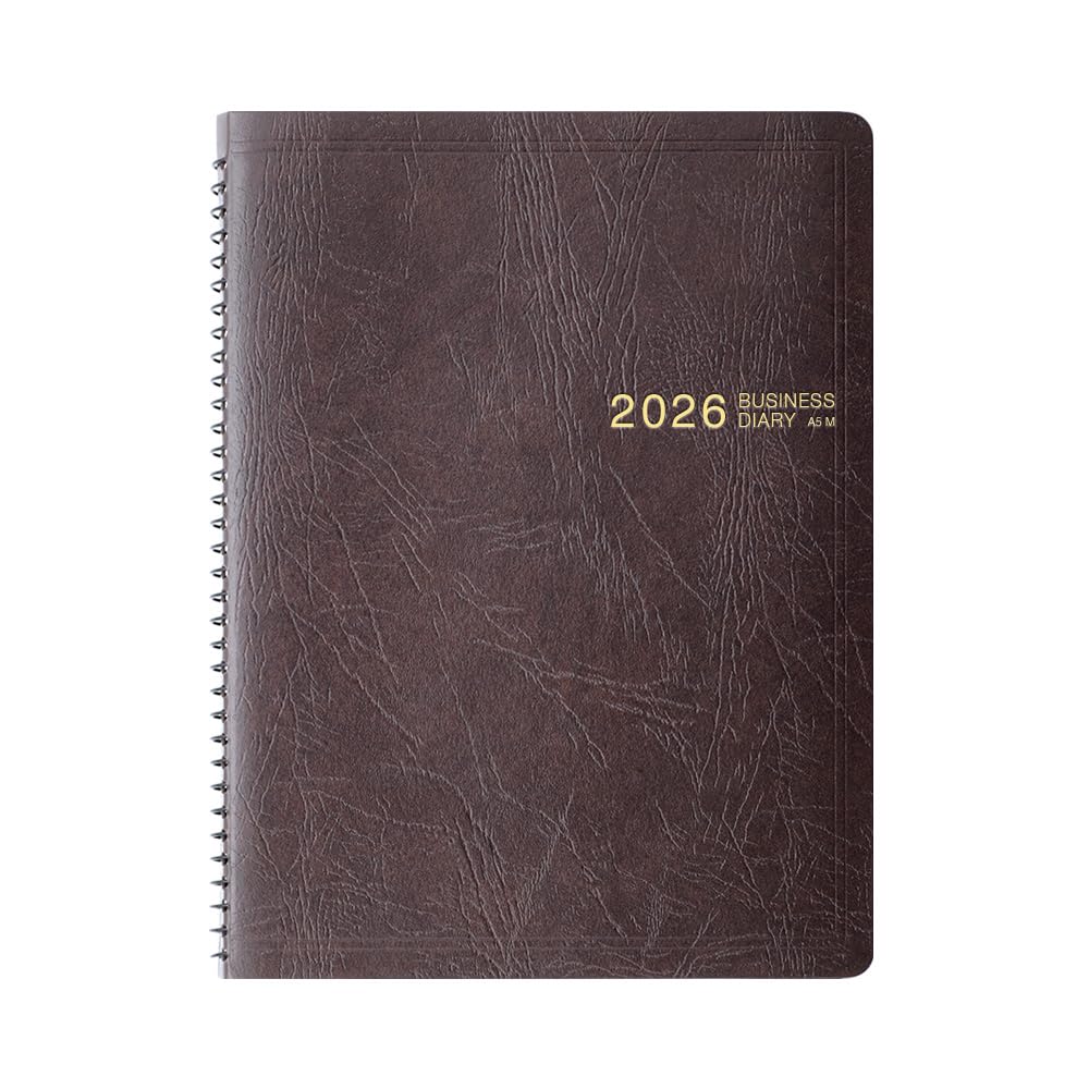 Midori Business Diary, 2026, A5, Monthly, Brown, 22422006 (Starts December 2025)