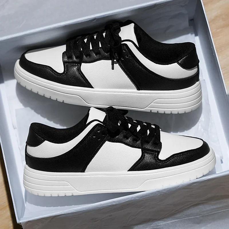 Men Skateboard Shoes Platform Hard-Wearing Walking Running Sneakers Breathable Fashion Leather Casual Jogging Sports Shoes