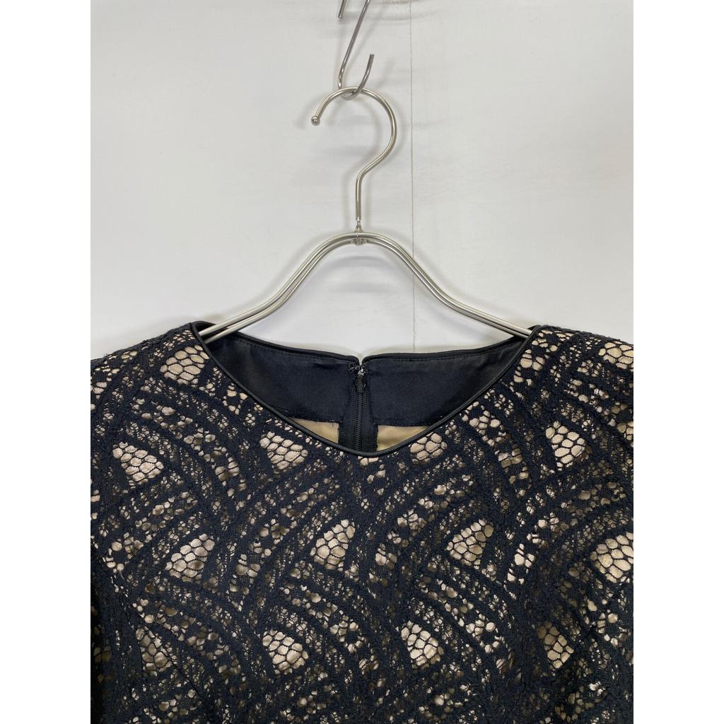 Jun Ashida Black Cotton Blend Lace Sheer Sleeve Dress Dress 7 blackUsed