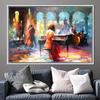 Abstract Sexy Woman Play Piano Cello Canvas Painting Romantic Music Figure Wall Art Poster and Prints for Living Room Home Decor