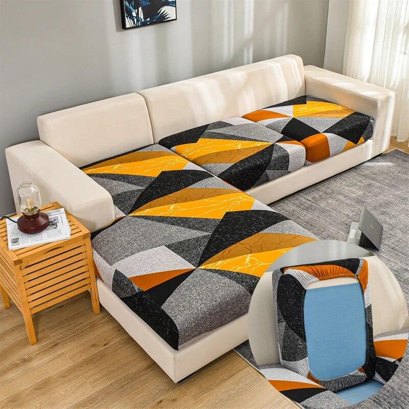 Housse de protection de meubles à imprimé géométrique, housse de canapé d'angle, housse de siège de canapé extensible, élastique, protection pour animaux de compagnie