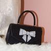 Metal Small Square Bag Dinner Bag Light Luxury Shiny Diamond Bow Handbag