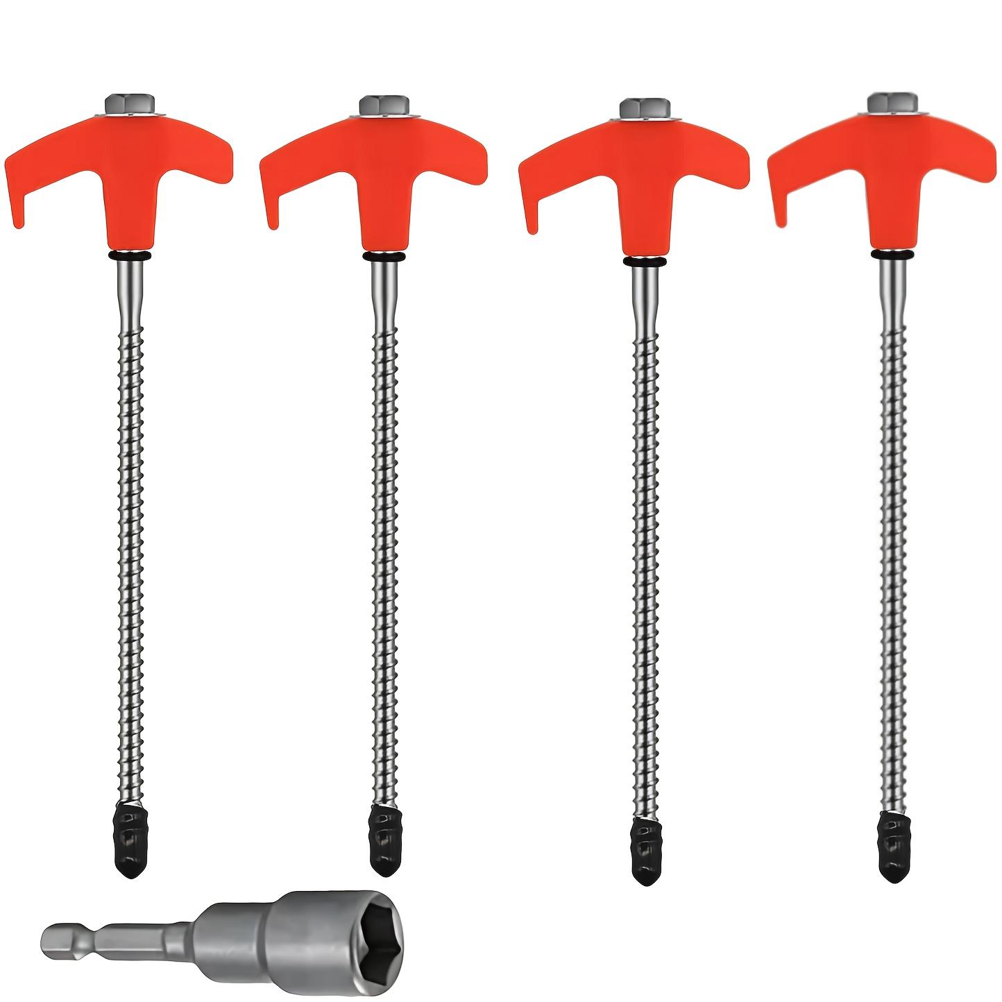 

4/6/8 Pcs Heavy-Duty Tent Stakes With Hex Drive - 8inch Spiral Ground Anchors, Suitable For Camping, Awnings, Gardens - Compatible With Electric 4pcs ground + 1pc socket