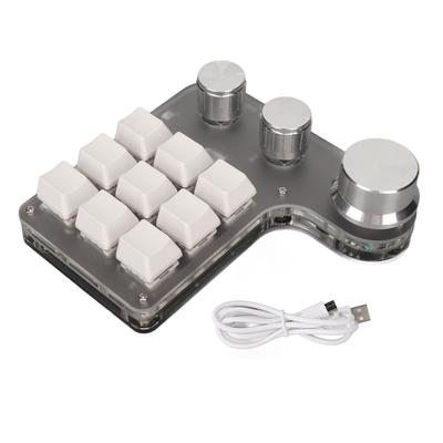 Miniaturowa klawiatura niestandardowa 9 klawiszy 3 pokrętła programowalna klawiatura RGB podświetlana programowanie makro do komputera