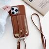 Genuine Leather Flip Phone Case for Xiaomi 14 13 12 Pro with Card Slots Crossbody Strap Back Cover Protective Case