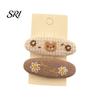 Durable Hair Clips 1 Pair Hairpins Rounded Edges Metal Stable Grip Hand-Embroidered Everyday Wear Flower Pattern Wide BB Clip Side Bang Accessories