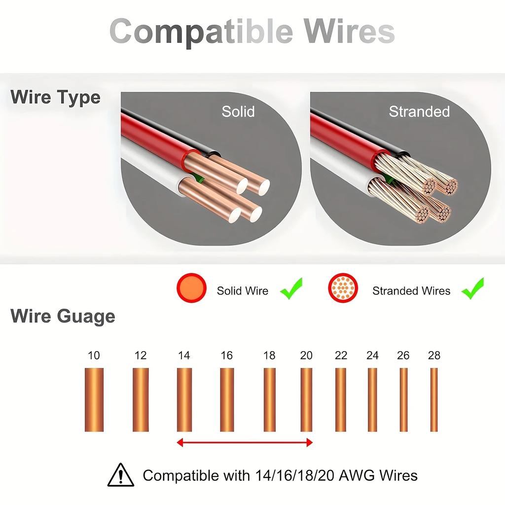 Low Voltage Wire Connector, Quick Terminal Connections Solderless Wire Splice Connector, T Tap Wire Connectors
