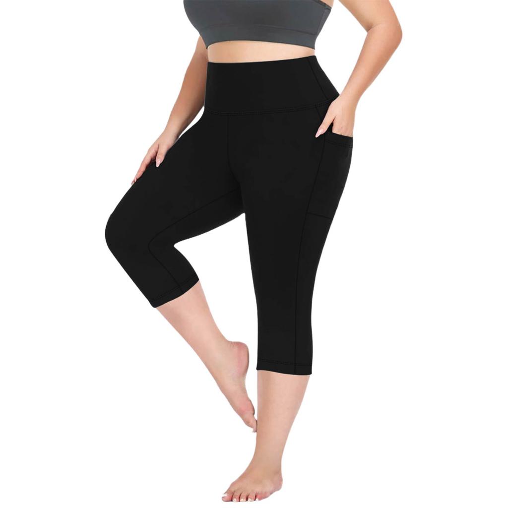 Women's Fashionable Casual Plus Size Athletic Leggings With High Waist And Butt-Lifting Effect 7/8 Length Yoga Shorts