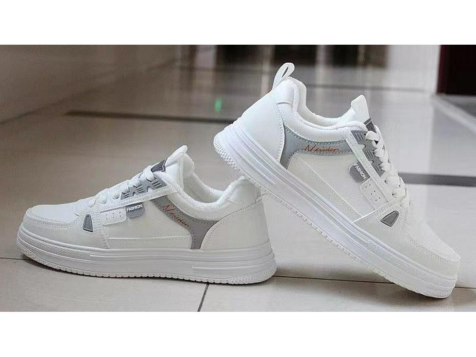 Men's White Plus Velvet Black Skateboard Shoes - Fashionable Autumn Casual Sneakers