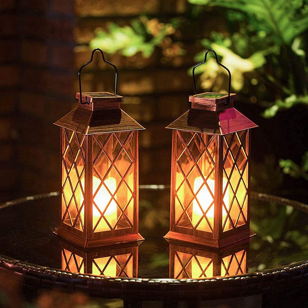 Yard Garden Decoration Flickering Hanging Flameless Fairy Lamp Solar Lanterns Mason Jar Night Light