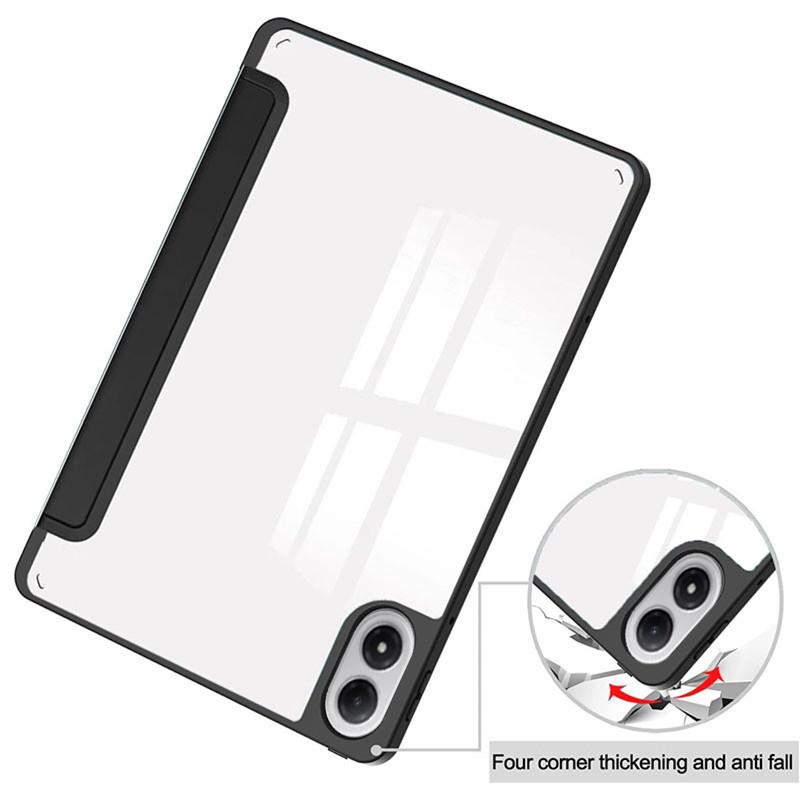 For Xiaomi Redmi Pad 2 Pro 12.1 Inch 2025 Case PU Fold Stand with Pencil Holder Acrylic Back Tablet Cover with Auto Sleep Funda