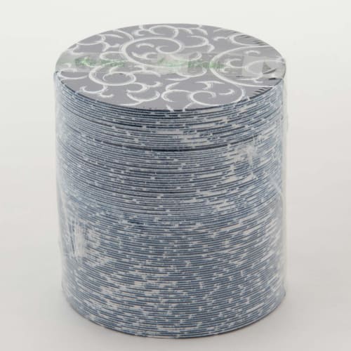 Endo Shoji TKG Paper Coasters, Navy Blue with Arabesque Pattern (100 Pieces), Round, 90mm Diameter, 1mm Thick, a Must-Have for Evening Drinks, Commerc