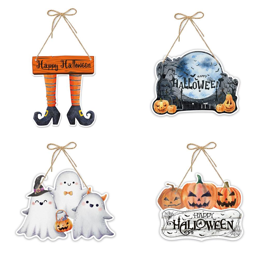 Halloween Door Paper Hanging Decorations With Letter Pumpkin Festive Scene