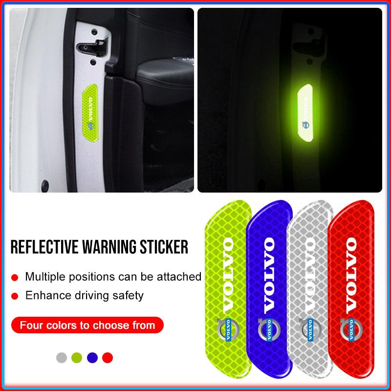 4PCS Car Door Safety Warning Reflective Mark Sticker Car Styling For Volvo XC60 XC90 S60 S80 S40 V40 V60 V70 V50 XC70