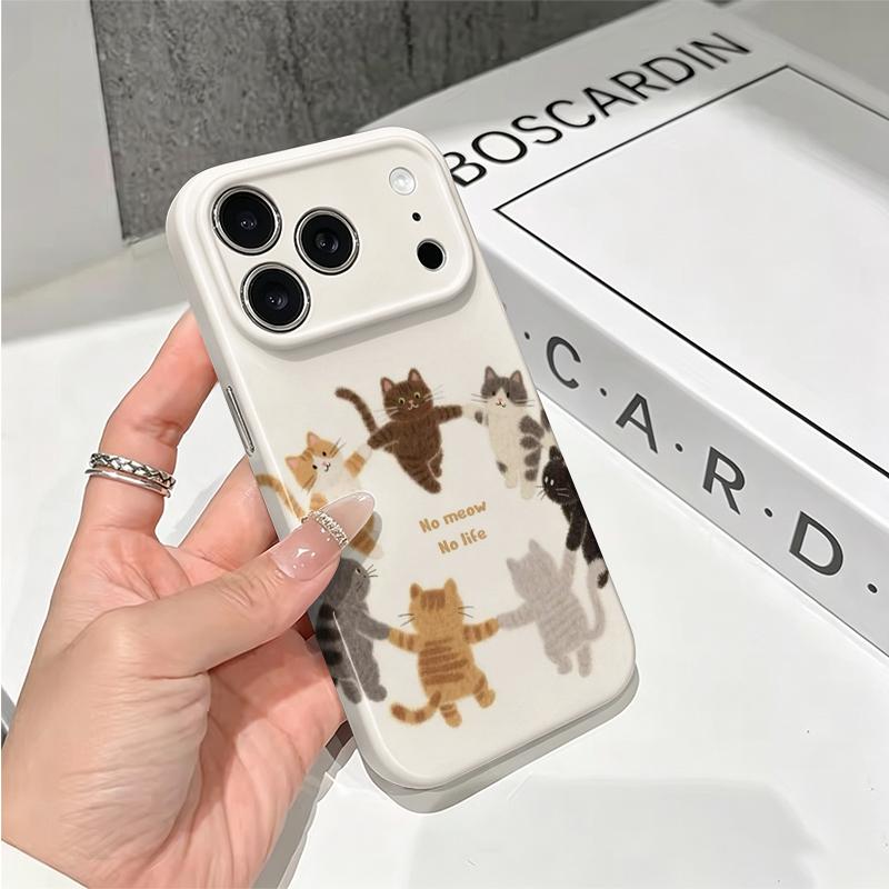 Purrfect Cat Circle No Meow No Life Adorable Graphic Art Film Aesthetic Protective Shockproof Bumper Case Cover For iPhone 13 14 15 16 17 Pro Max Plus