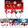 Festive Red Velvet Reindeer Antlers Headband With Floral Design For Girls