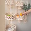 Hanging Fruit Basket 3 Tier Woven Cotton Rope Wall Baskets Kitchen Produce Storage Plant Holder Macrame Boho Home X3UC