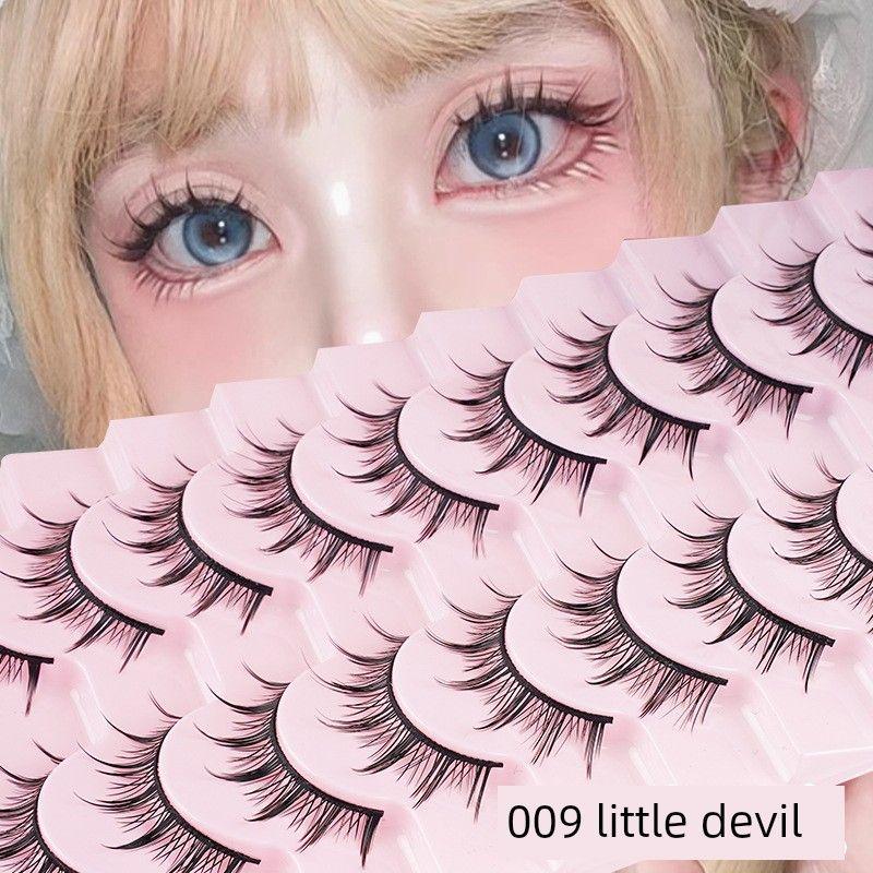 Hard-Stemmed False Eyelashes, Natural-Looking Manga-Style Little Devil False Eyelashes, Hard-Stemmed False Eyelashes That Can Support Fake Eyelashes 10 Pairs of Black Stem Comic Little Devils
