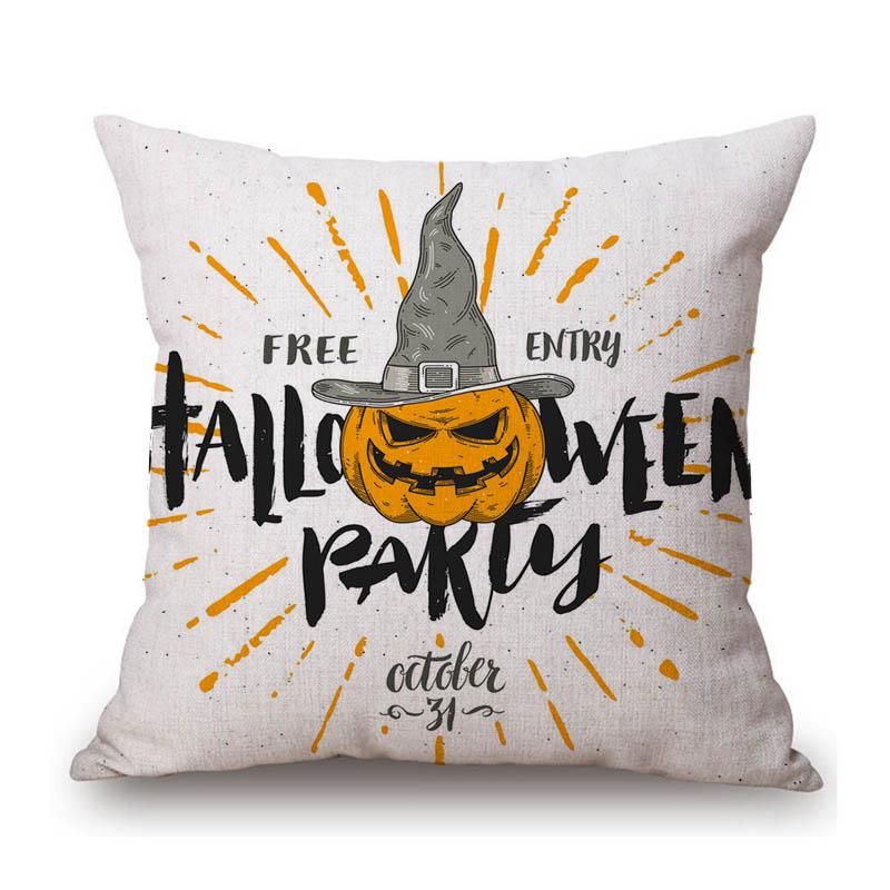 Halloween Decoration Zombie Party Pumpkin Head Skull Witches Print Cotton Linen Sofa Throw Pillow Case Car Cushion Cover