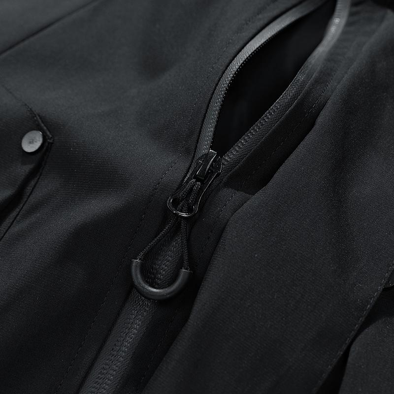 Pánská bunda Větrovka s kapucí Trenčkoty Oversize Nadměrná velikost Voděodolná Černá Bomber Camping Volné Tenké Softshell