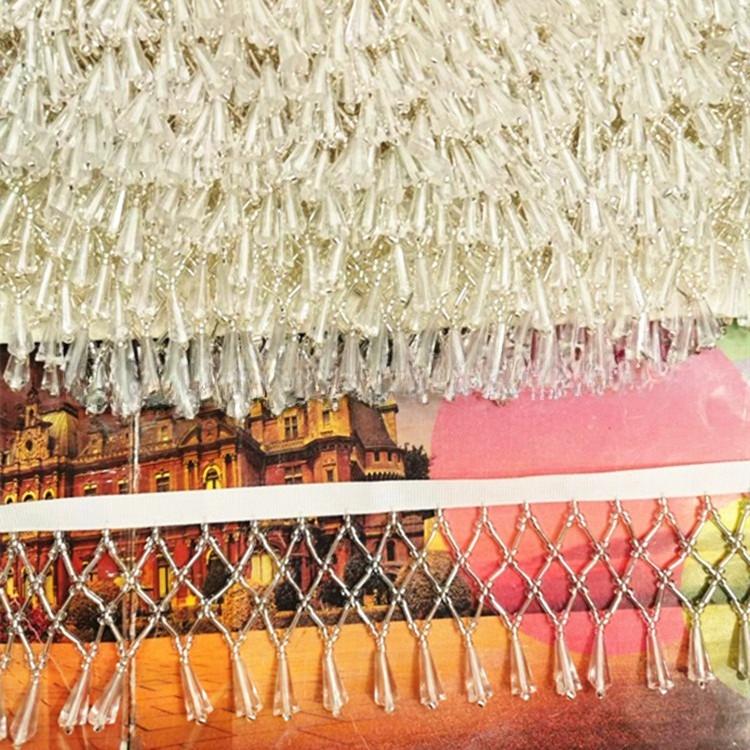 Solid Color 5Yard Tassel Fringe Trim Crystal Beaded Lace Trim Embroidery Lace Fabric DIY Curtain Dress Sewing Garment Materials