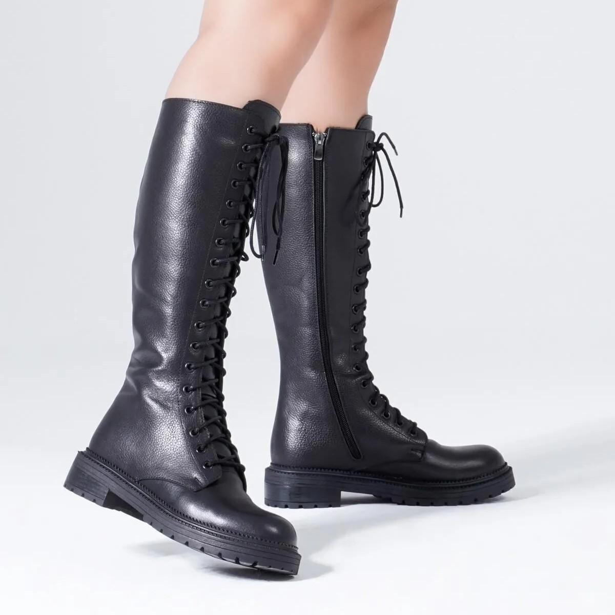 

Women s Genuine Leather Knee High Boots 37 чёрный