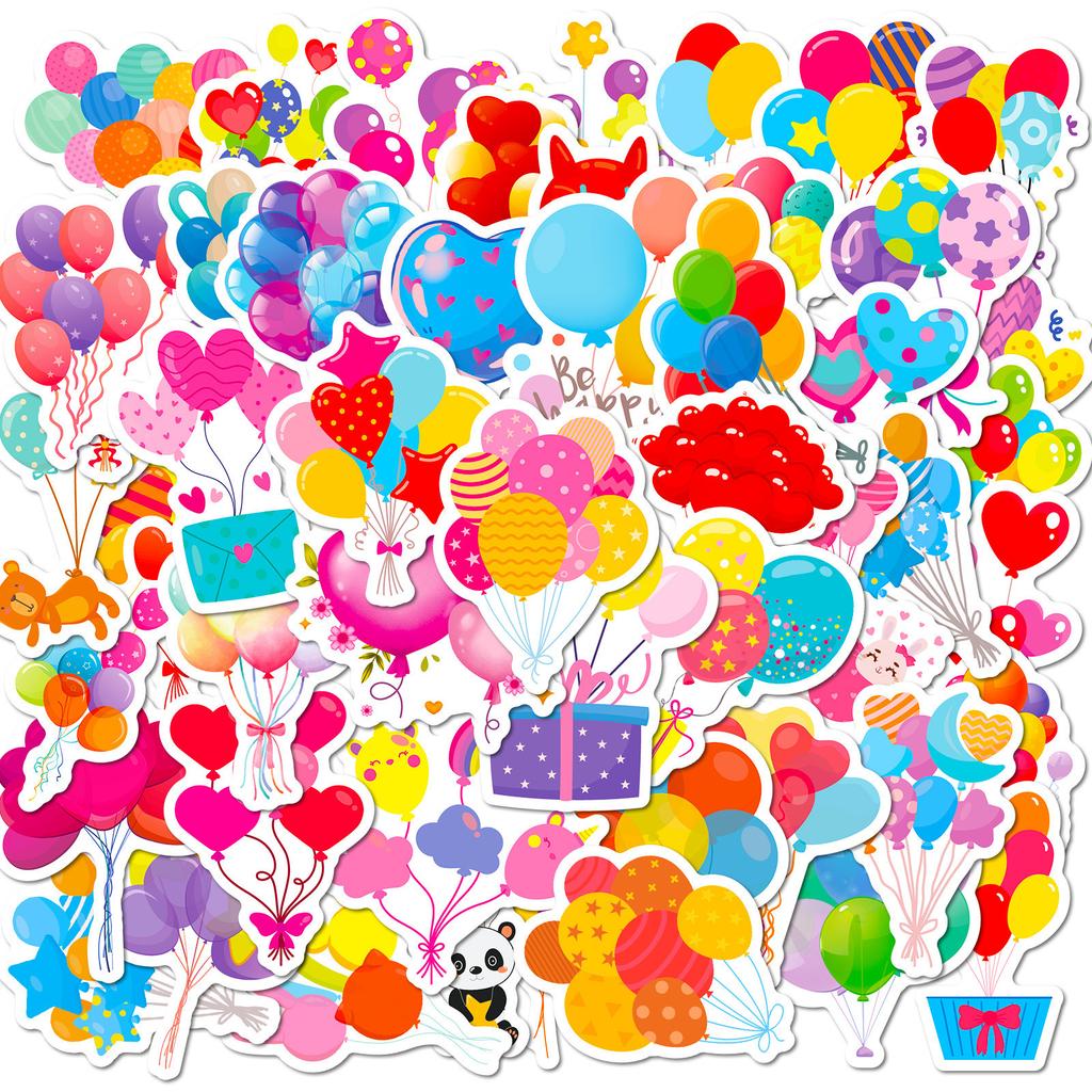 50 Holiday Decoration Balloon Stickers Birthday Colorful Balloons Graffiti Stickers