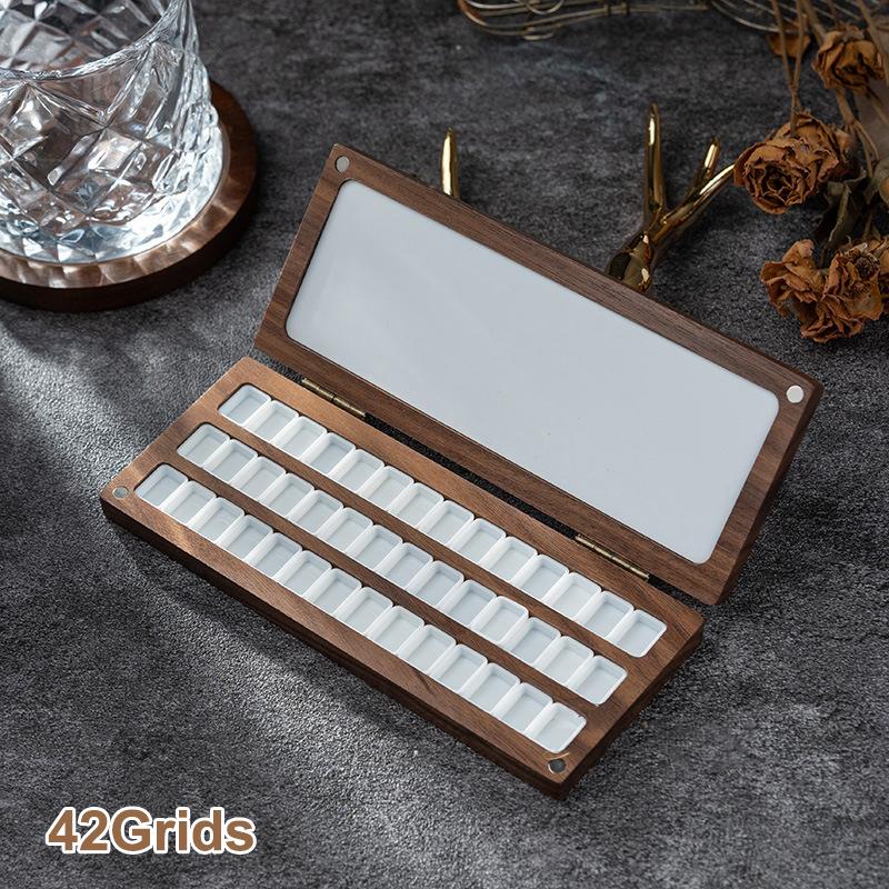 24/36/42/48 Grids Portable Bamboo Wood Square Nail Polish Palette Case Nail Art Painting Storage Box Empty Diy Nail Polish Glue