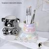 Trendy Bear Pen & Brush Holder with Sandpaper Storage for Manicure Tools – Desktop Organizer & Photo Prop