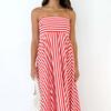 Striped Sleeveless Maxi Dress for Women Spaghetti Strap Smocked Swing Long Dress Summer Vacation Cami Sundress
