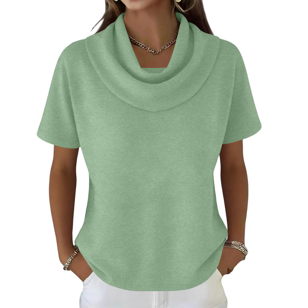 Women's Casual And Fashionable Round Neck Short Sleeved Color Top Sweater