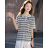 Women's Retro Striped Polo Knit Top